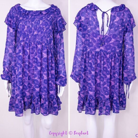 NEW Free People These Dreams purple Mini Dress, S - Picture 4 of 16